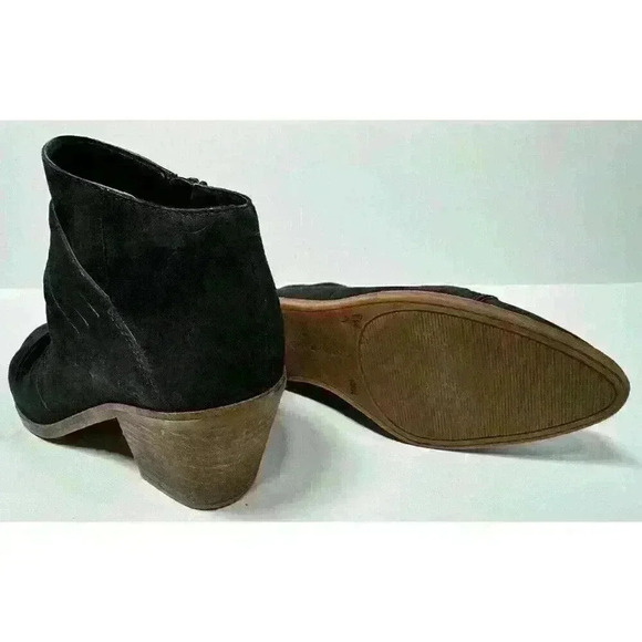 Lucky Brand Zavrina Sliced Black Leather Ankle Boots Booties Size 8 M 38 - Picture 3 of 7